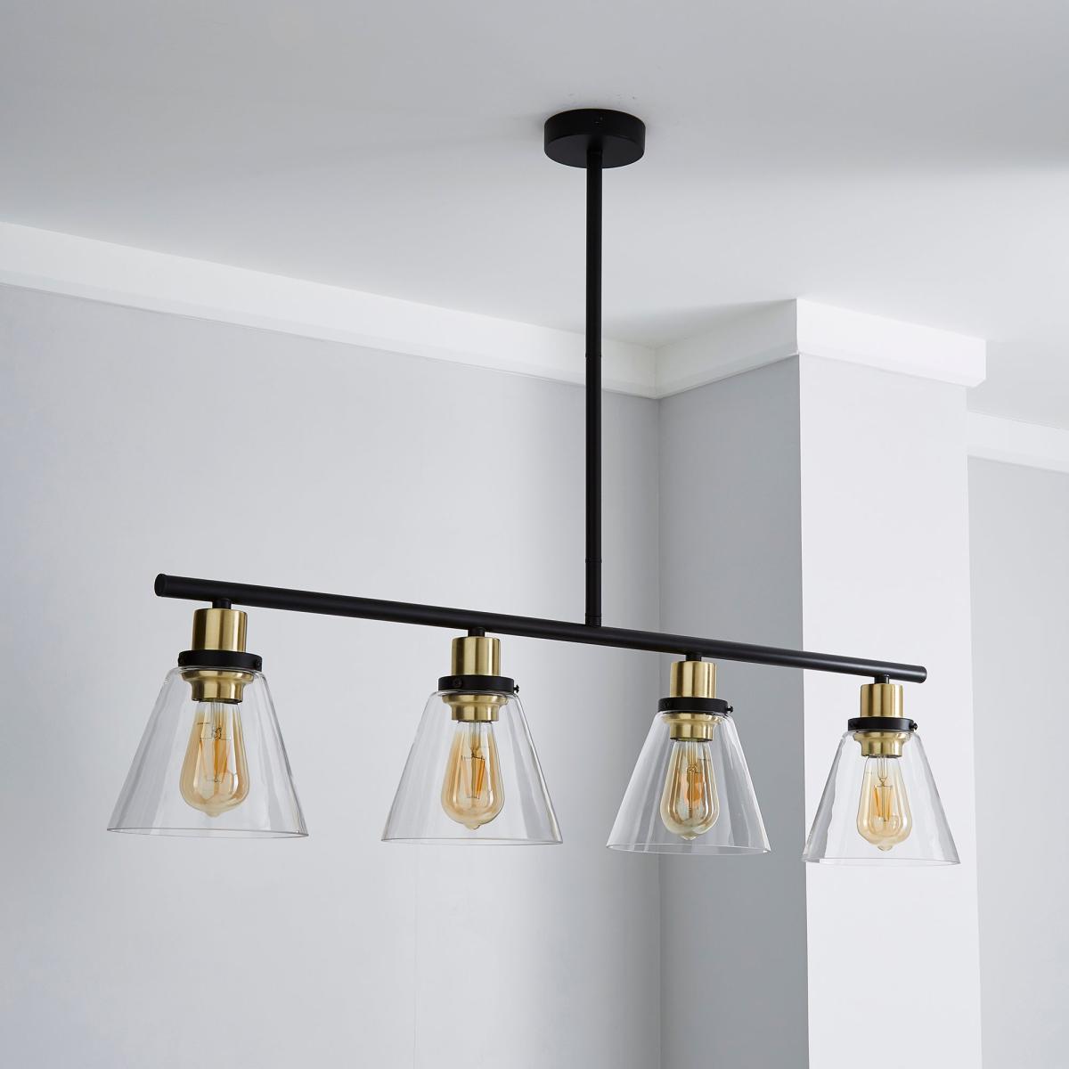Warren 4 Light Glass Bar Fitting Black – image 2