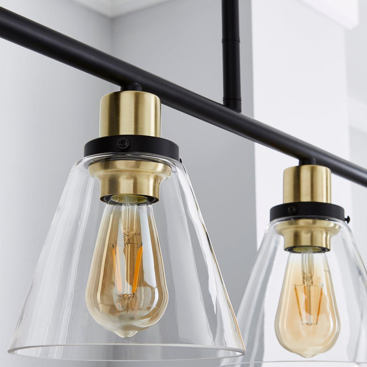 Warren 4 Light Glass Bar Fitting Black – image 3