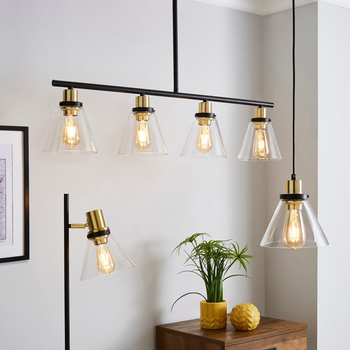 Warren 4 Light Glass Bar Fitting Black – image 5