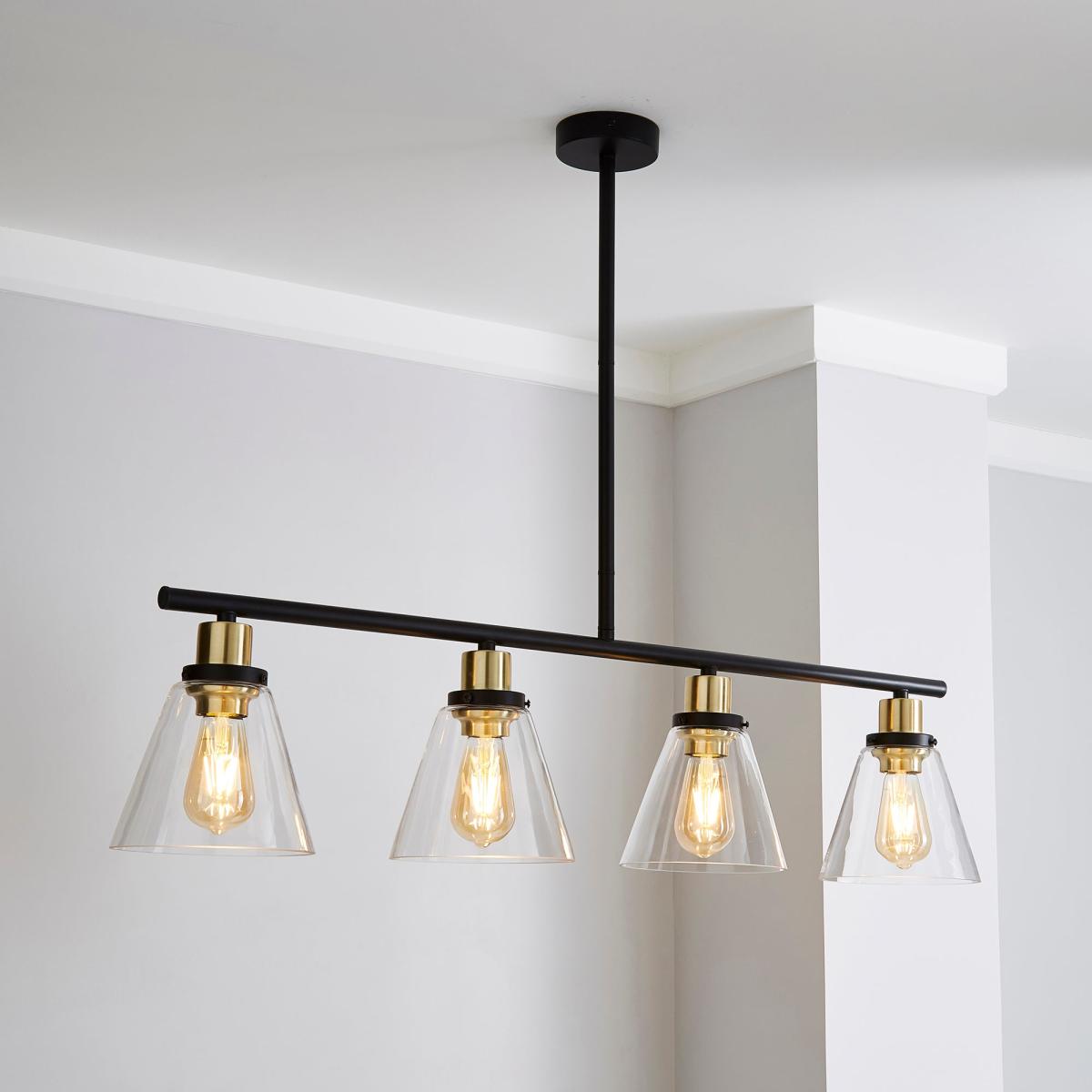 Warren 4 Light Glass Bar Fitting Black – image 1