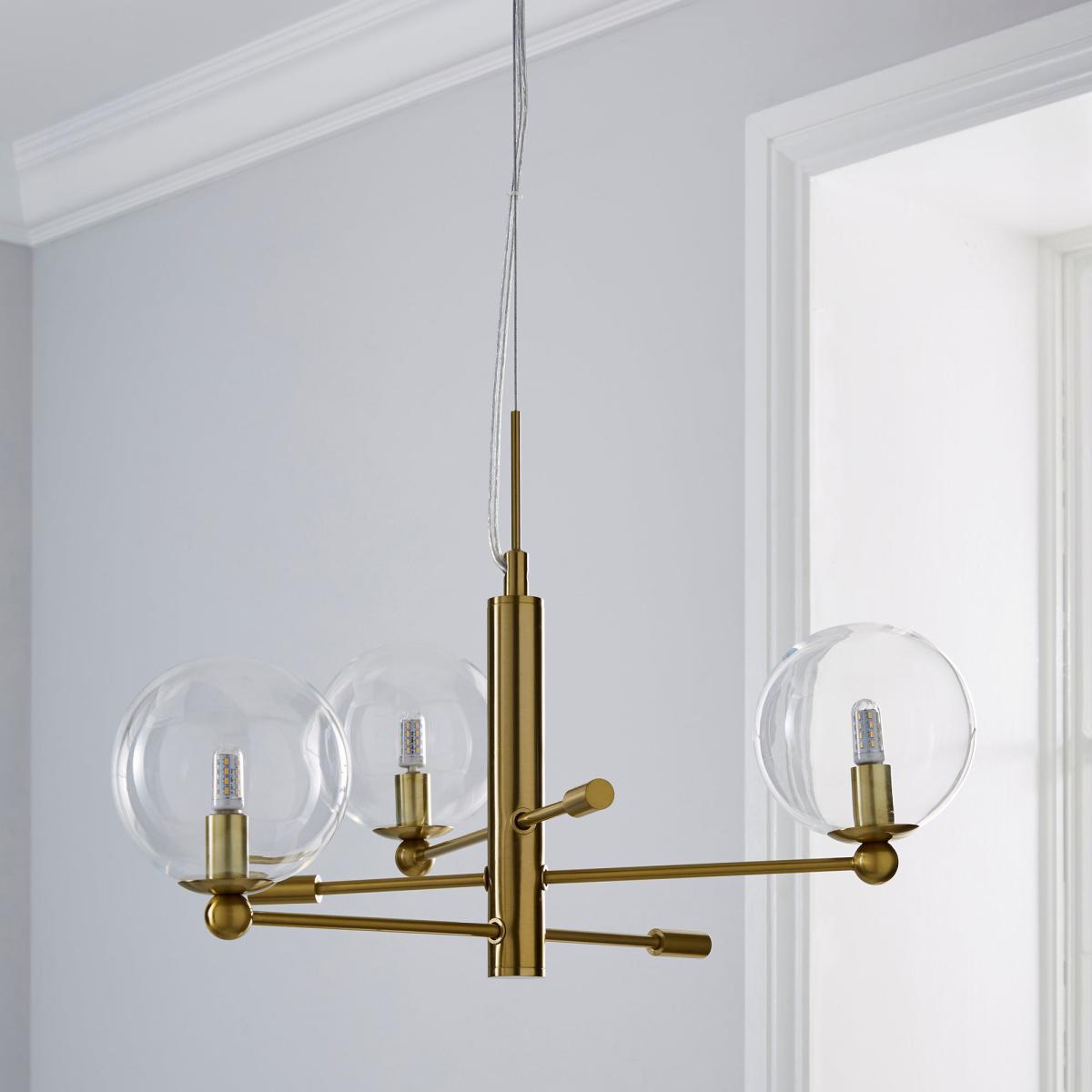Nour 3 Light Antique Brass Ceiling Fitting Gold – image 2