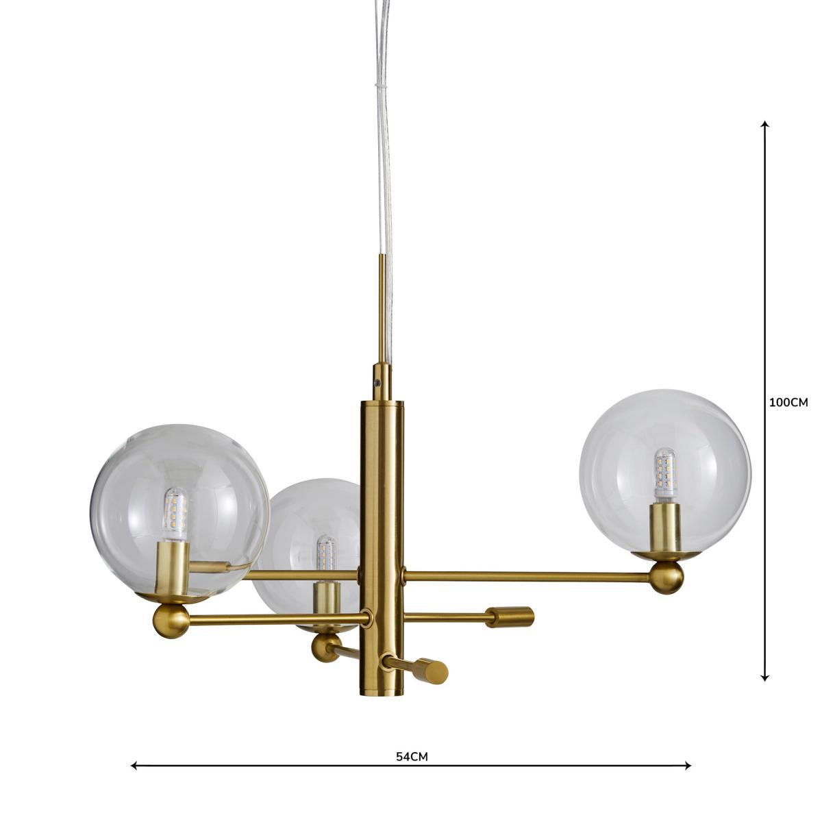 Nour 3 Light Antique Brass Ceiling Fitting Gold – image 5