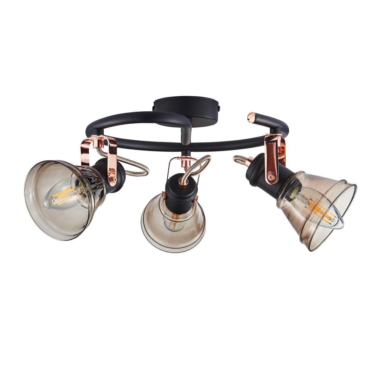 Milas 3 Light Black Industrial Semi-Flush Ceiling Fitting Black – image 5