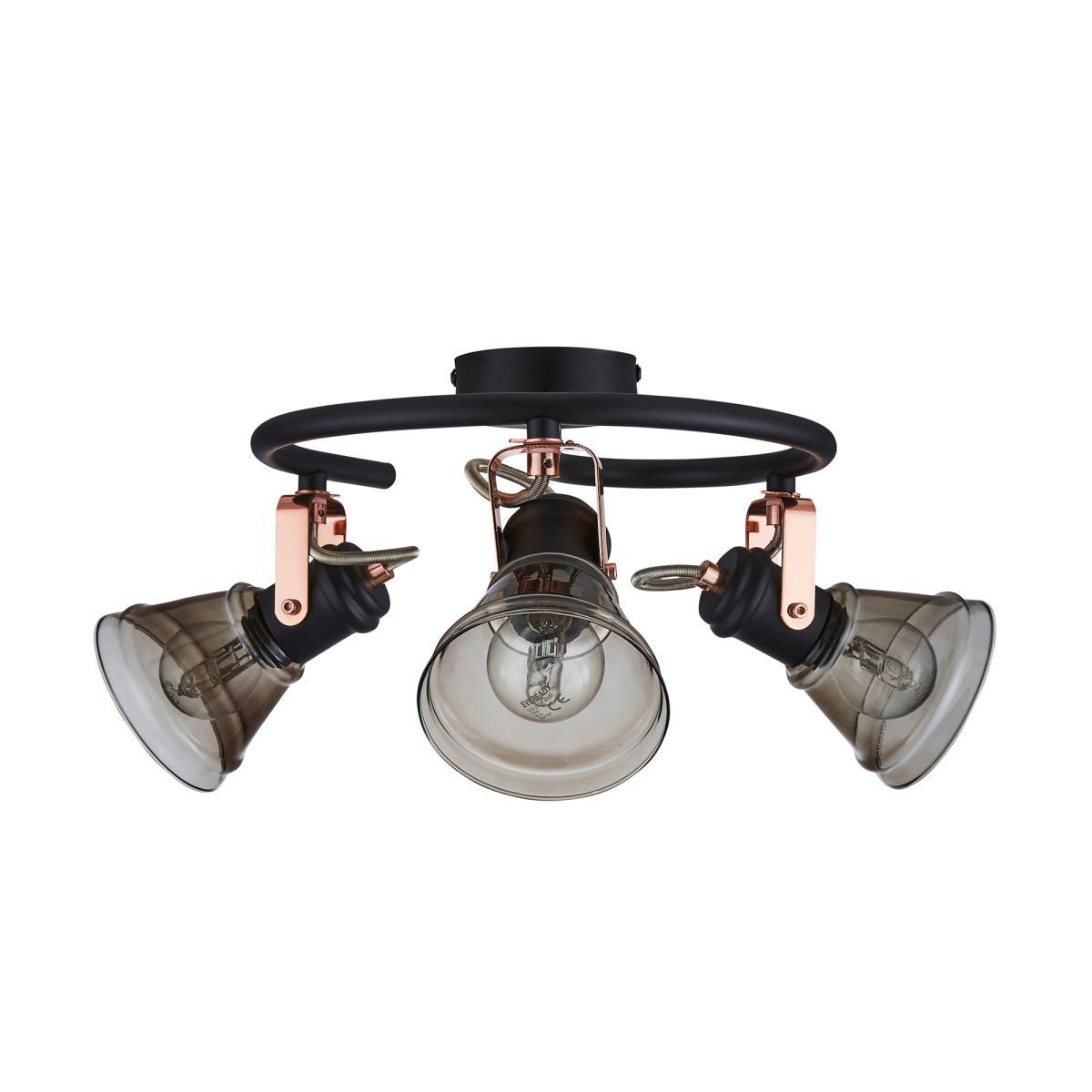 Milas 3 Light Black Industrial Semi-Flush Ceiling Fitting Black – image 6