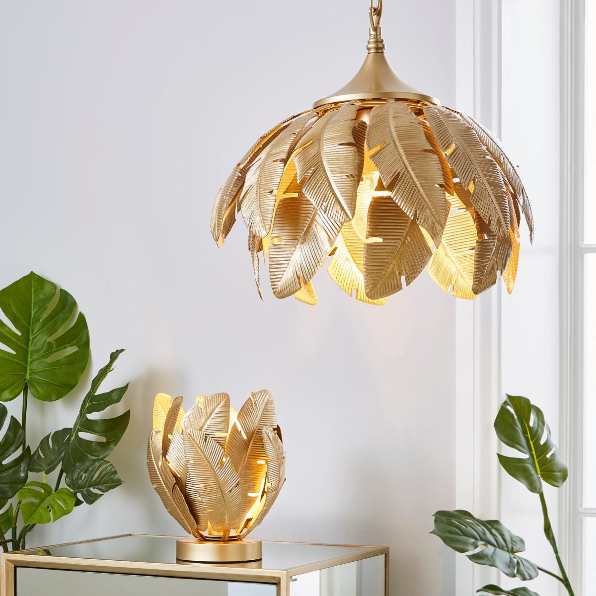 Farrah Palm Leaf Ceiling Fitting Gold Gold – image 6