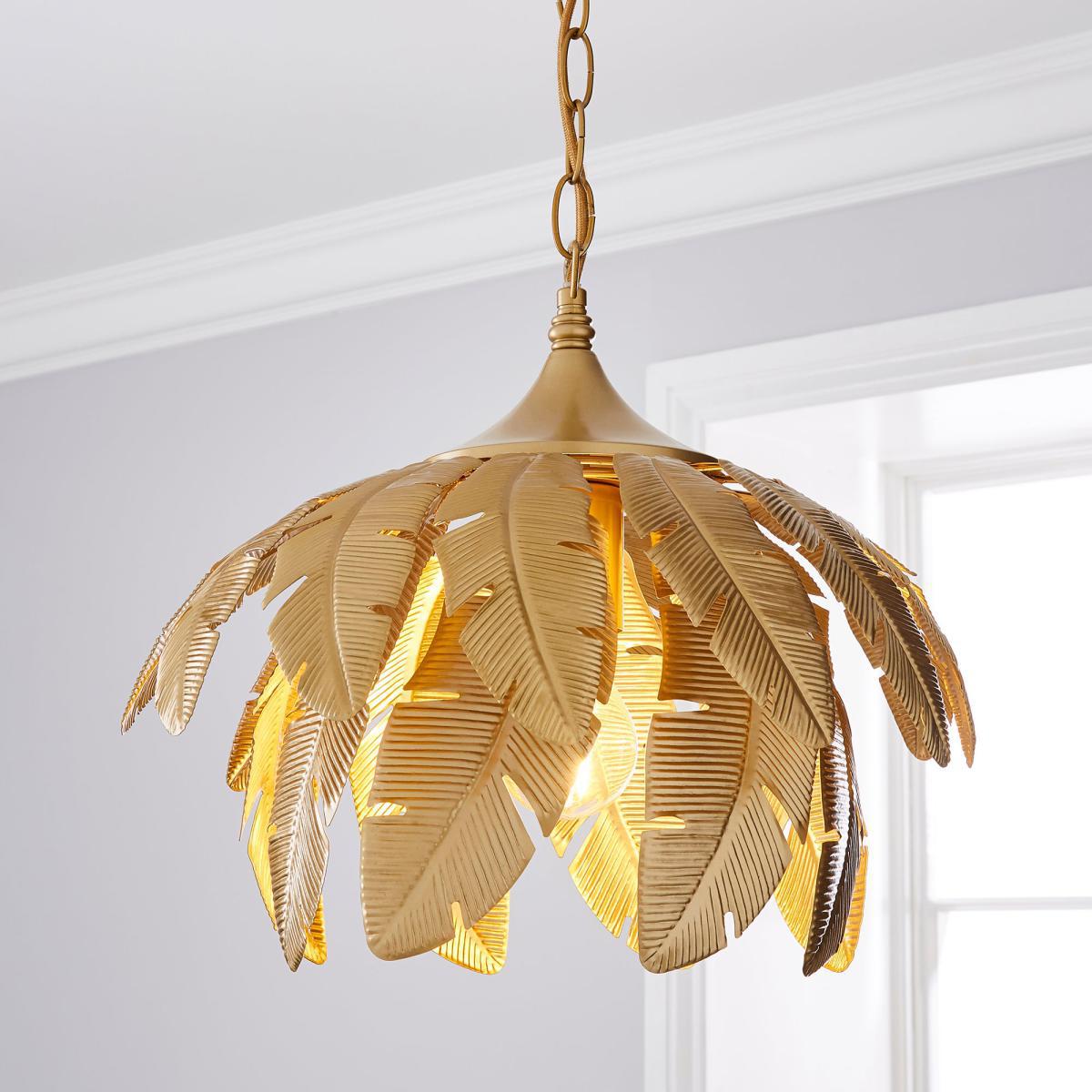 Farrah Palm Leaf Ceiling Fitting Gold Gold – image 1