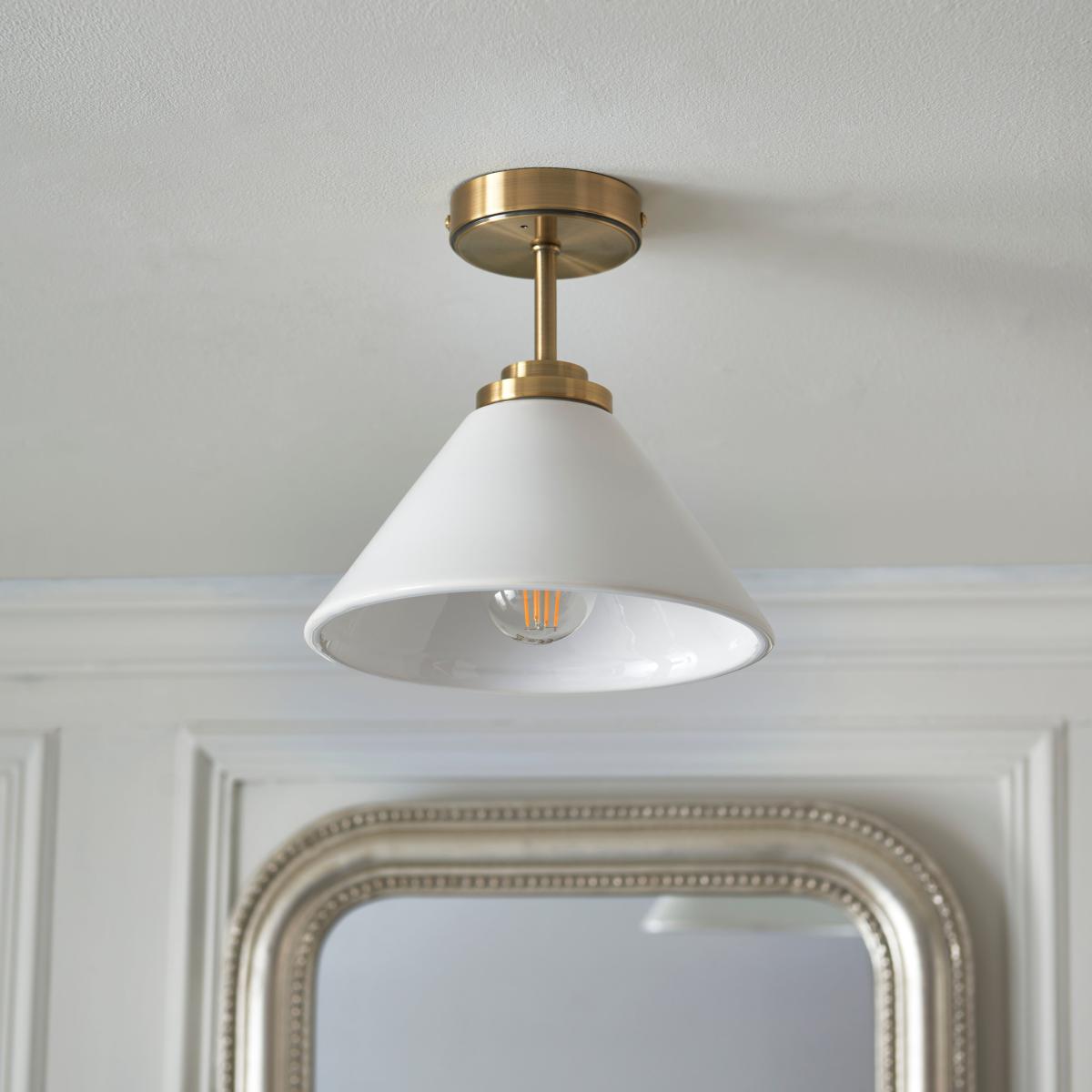 Celcy Bathroom Flush Ceiling Light White – image 1