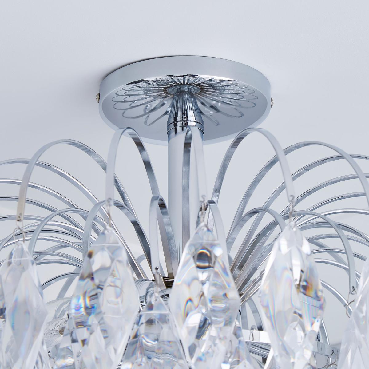 Parla 3 Light Chrome Semi-Flush Ceiling Fitting Silver – image 4