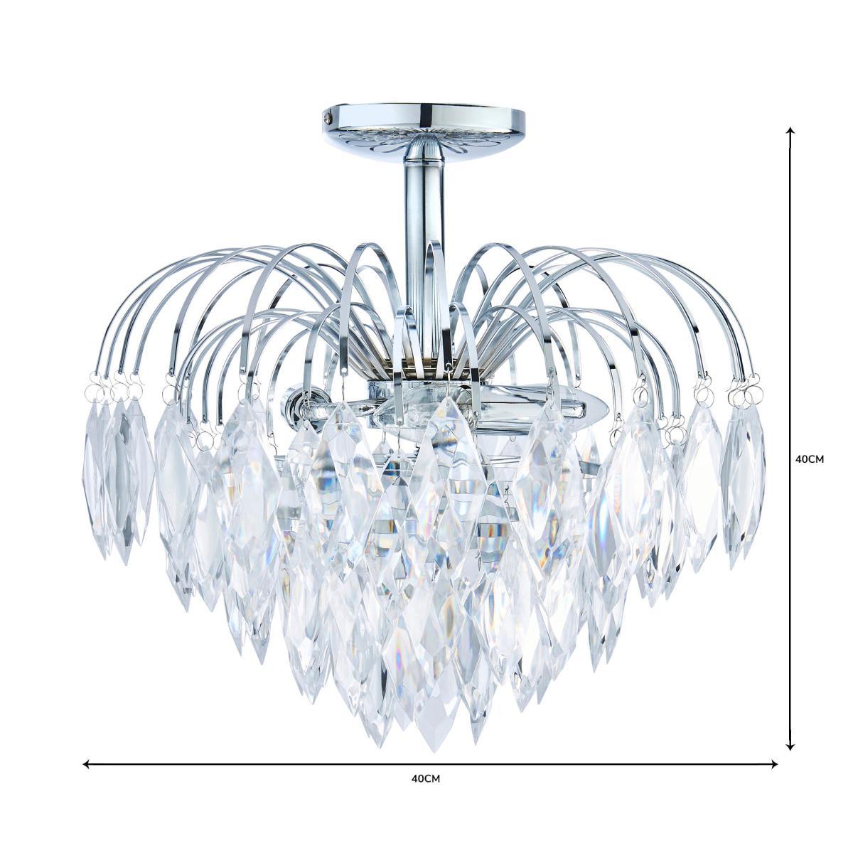 Parla 3 Light Chrome Semi-Flush Ceiling Fitting Silver – image 6