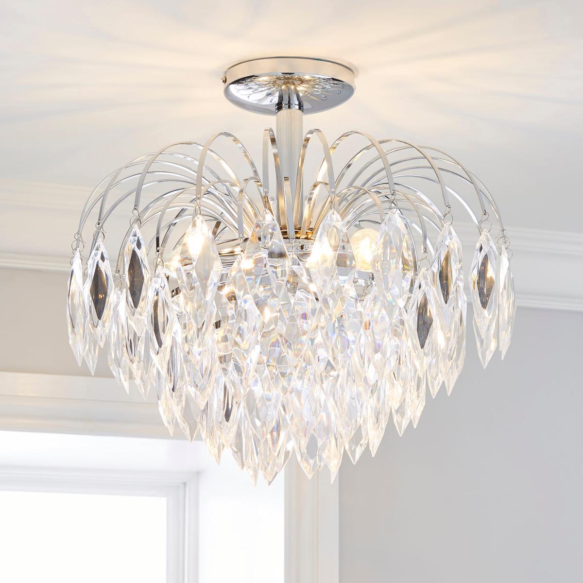 Parla 3 Light Chrome Semi-Flush Ceiling Fitting Silver – image 1