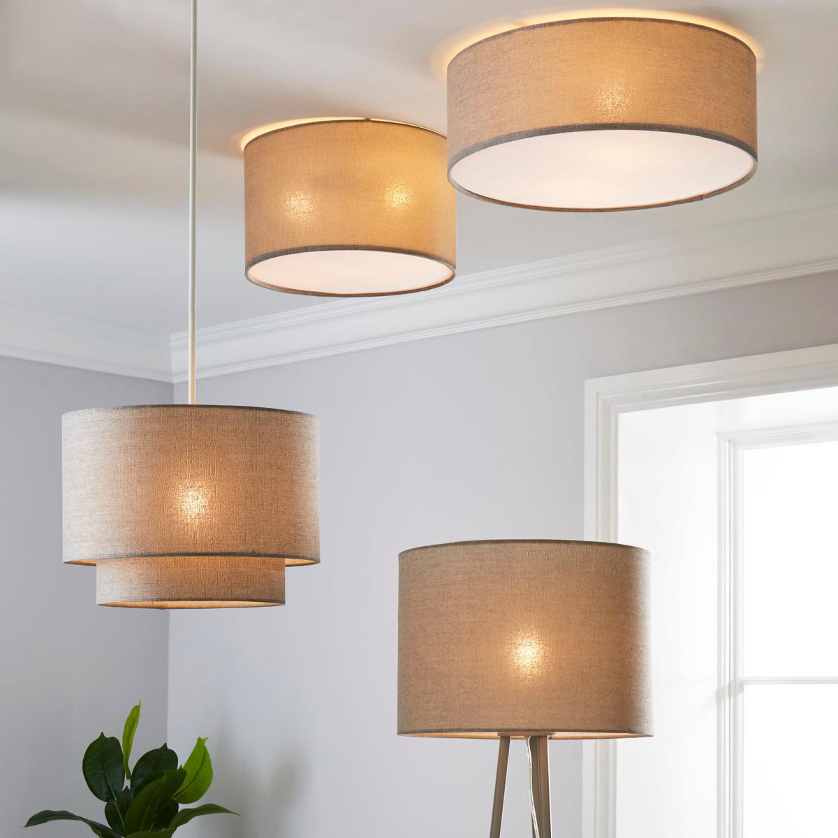 Sara 38cm Grey Shade Flush Ceiling Fitting Grey and Brown – image 5