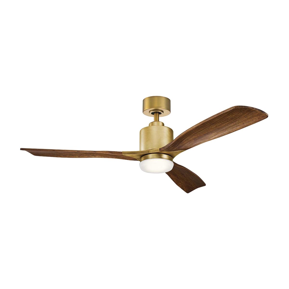 Kichler Ridley II Ceiling Fan with Light & Remote, 132cm Brass – image 1