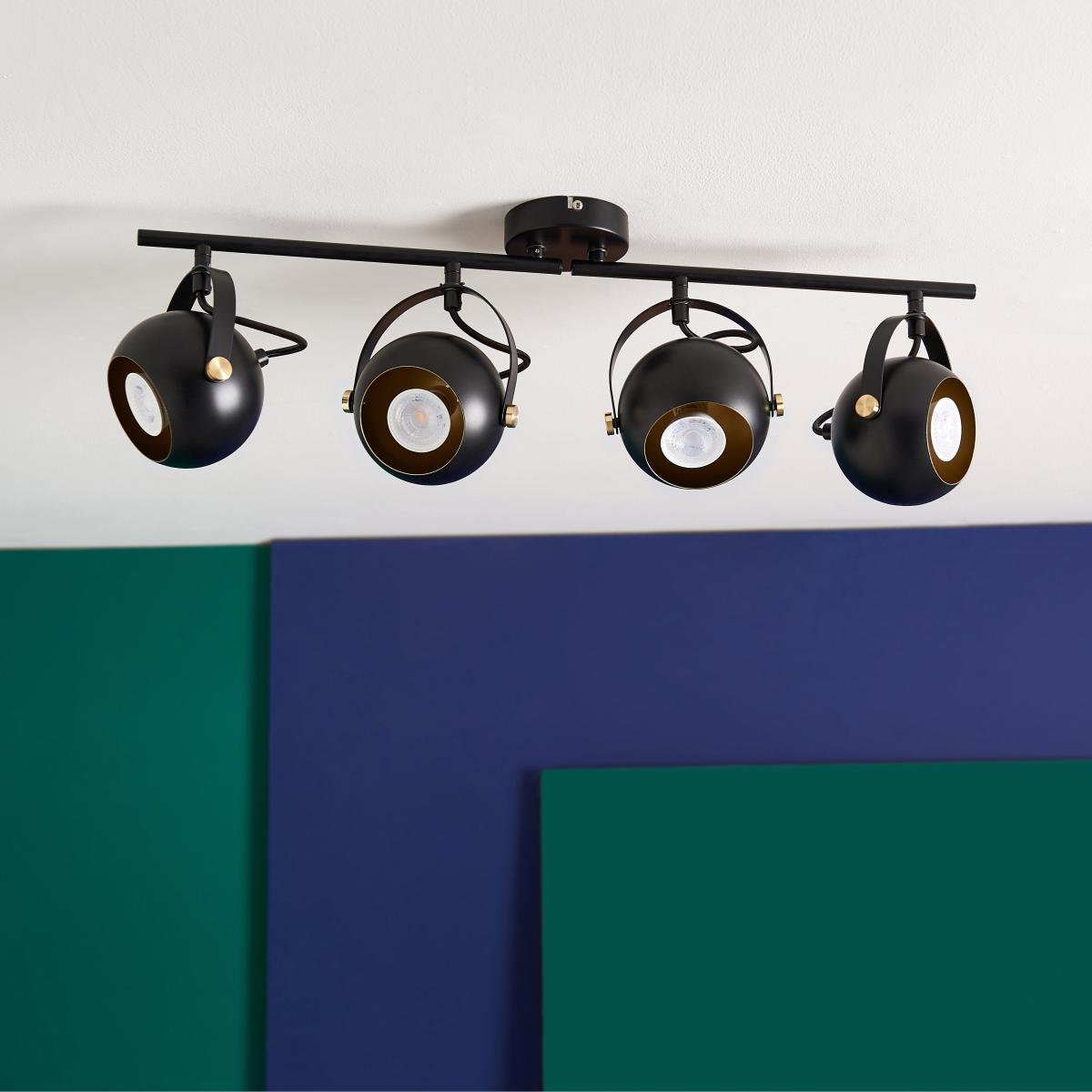 Elements Olympa 4 Light Adjustable Spotlight Bar Black – image 2
