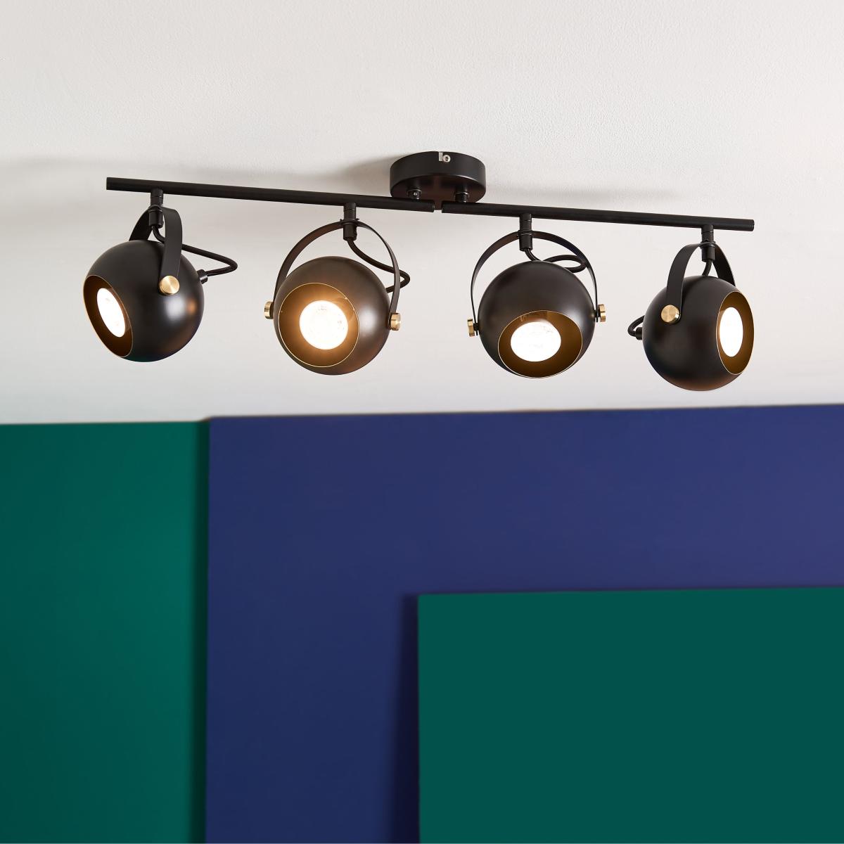 Elements Olympa 4 Light Adjustable Spotlight Bar Black – image 1