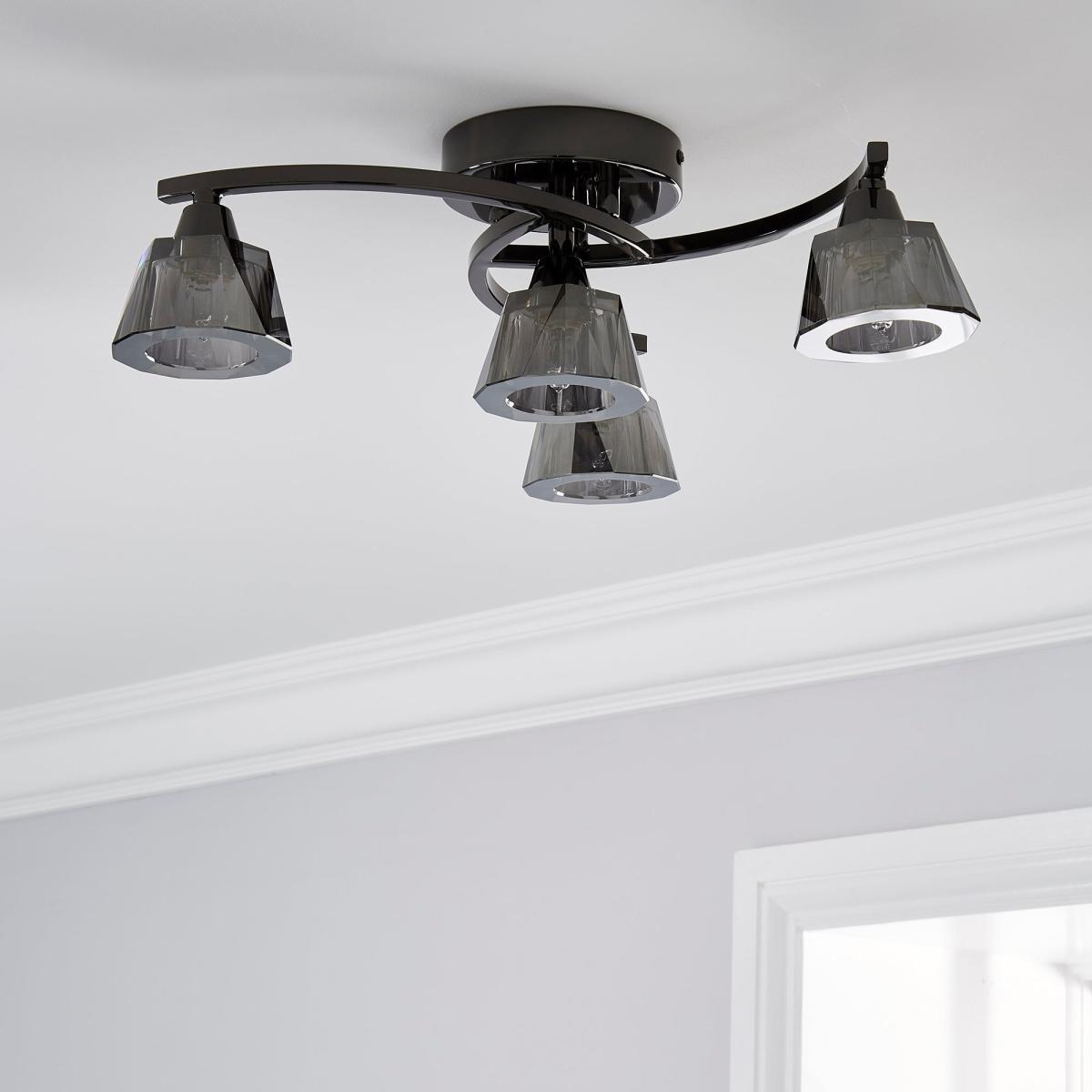 Vanessa Smoked 4 Light Flush Ceiling Fitting Grey – image 2