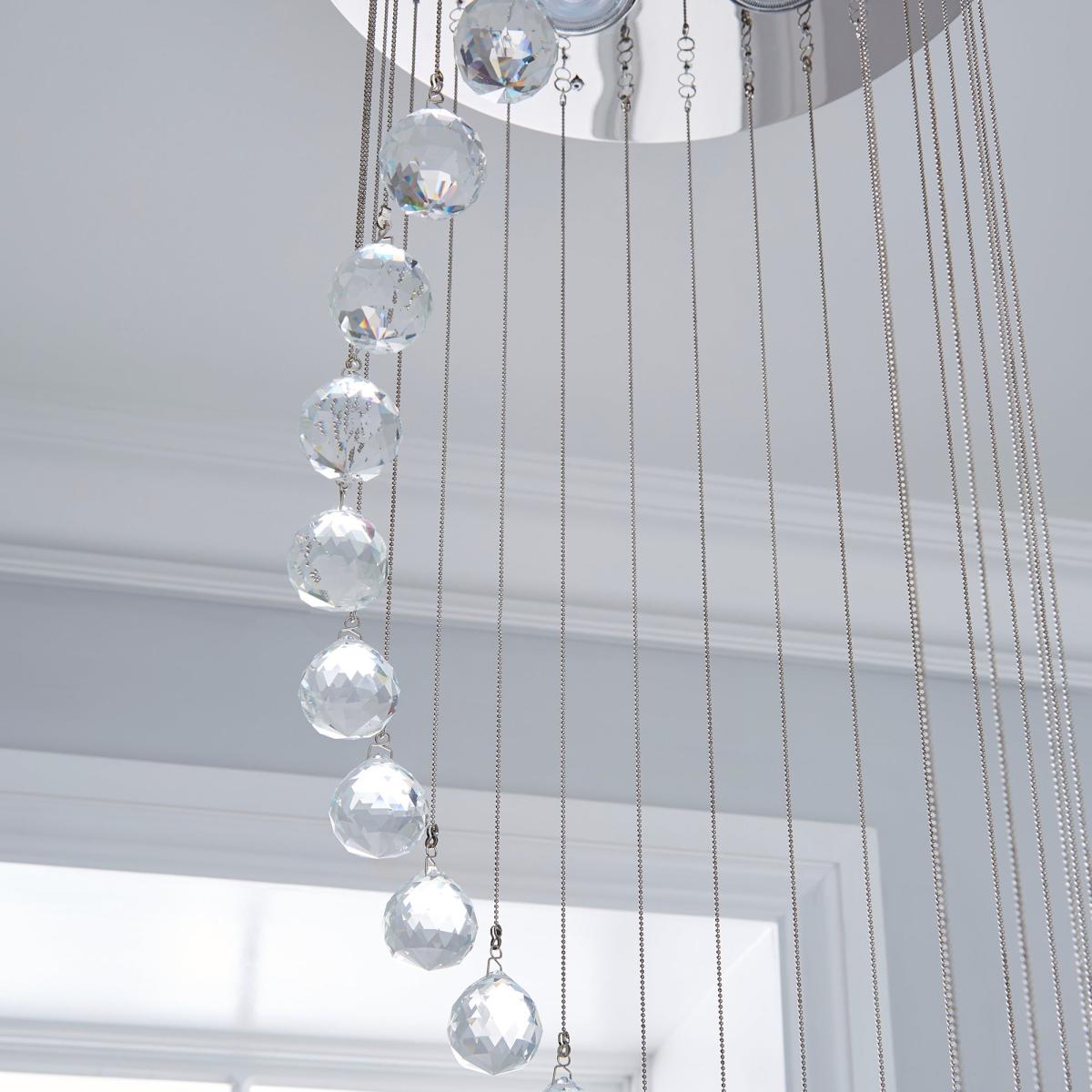 Marconia 5 Light Glass Droplet Cluster Flush Ceiling Fitting Silver – image 3