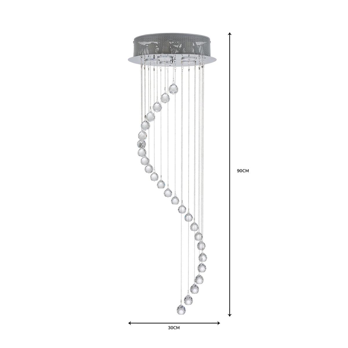 Marconia 5 Light Glass Droplet Cluster Flush Ceiling Fitting Silver – image 7