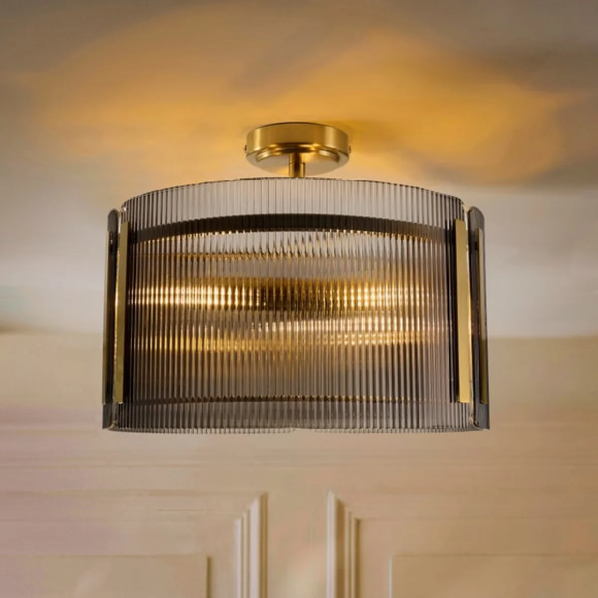 Veneto Ribbed 3 Light Semi Flush Ceiling Light – image 2