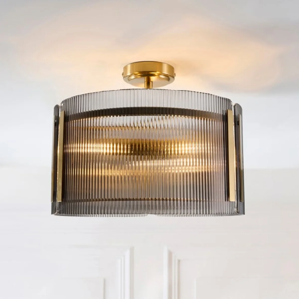 Veneto Ribbed 3 Light Semi Flush Ceiling Light – image 1
