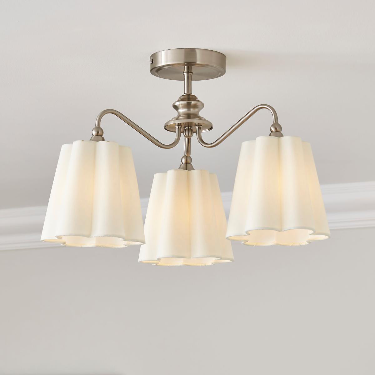 Nancy 3 Light Semi Flush Ceiling Light Silver – image 1