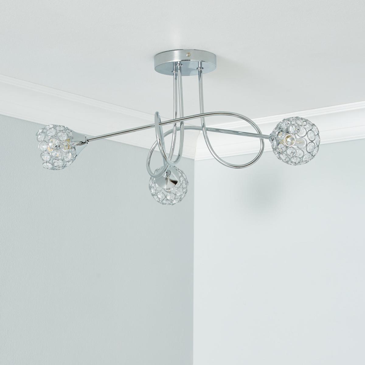 Portia 3 Light Ceiling Fitting Chrome – image 2
