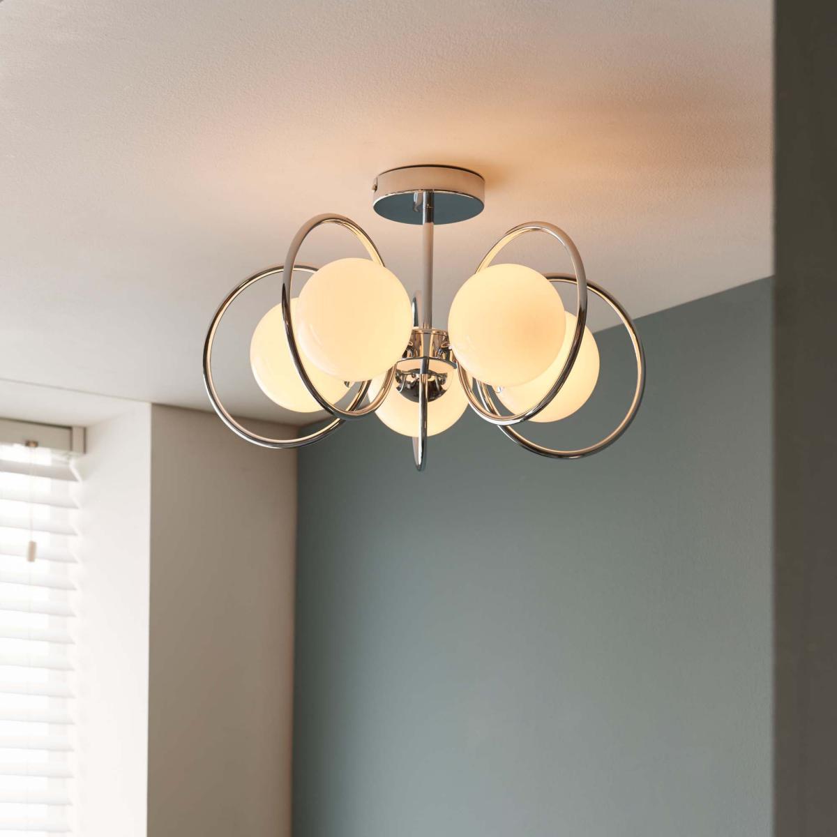 Vogue Oneida 5 Light Semi Flush Ceiling Fitting White – image 1