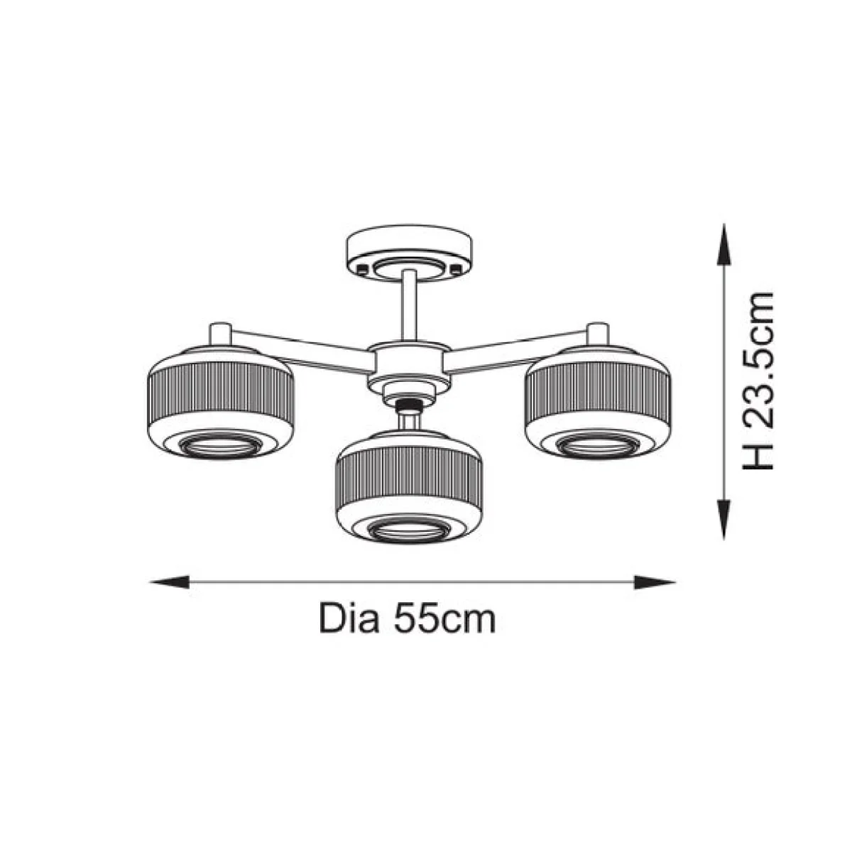 Vogue Jake 3 Light Semi Flush Ceiling Light – image 6