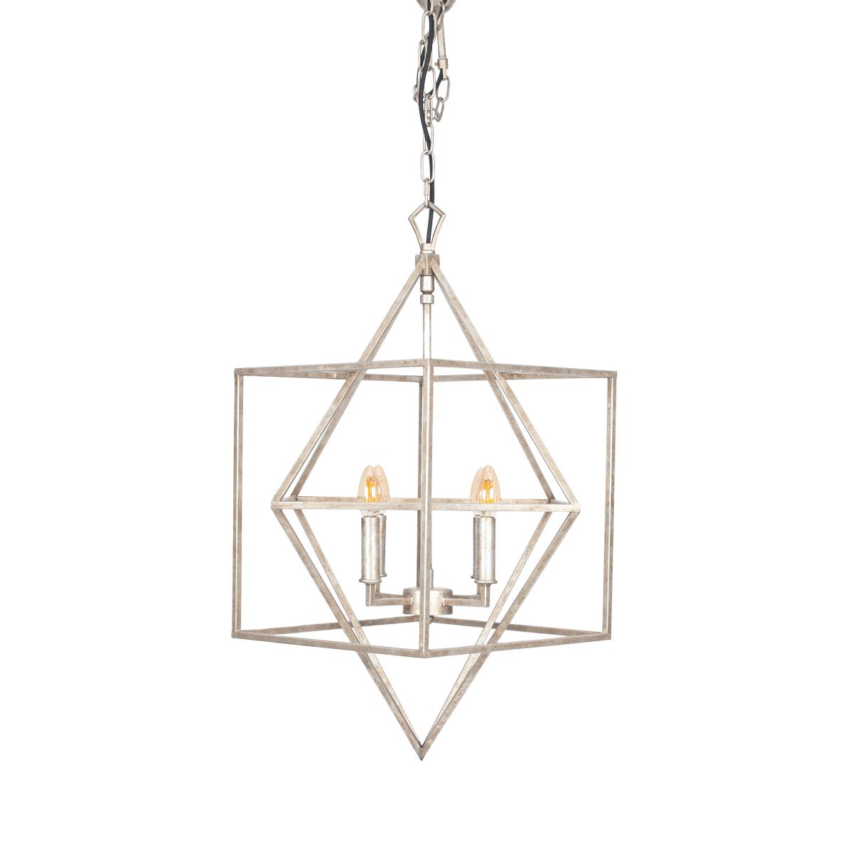 Sirius Antique Silver Metal 4 Light Cube Pendant Light Antique Silver – image 2