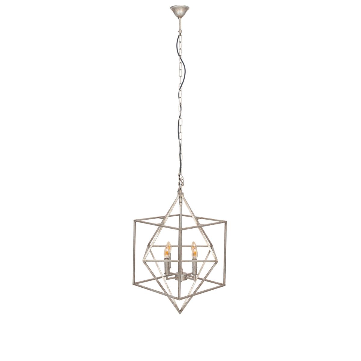 Sirius Antique Silver Metal 4 Light Cube Pendant Light Antique Silver – image 3
