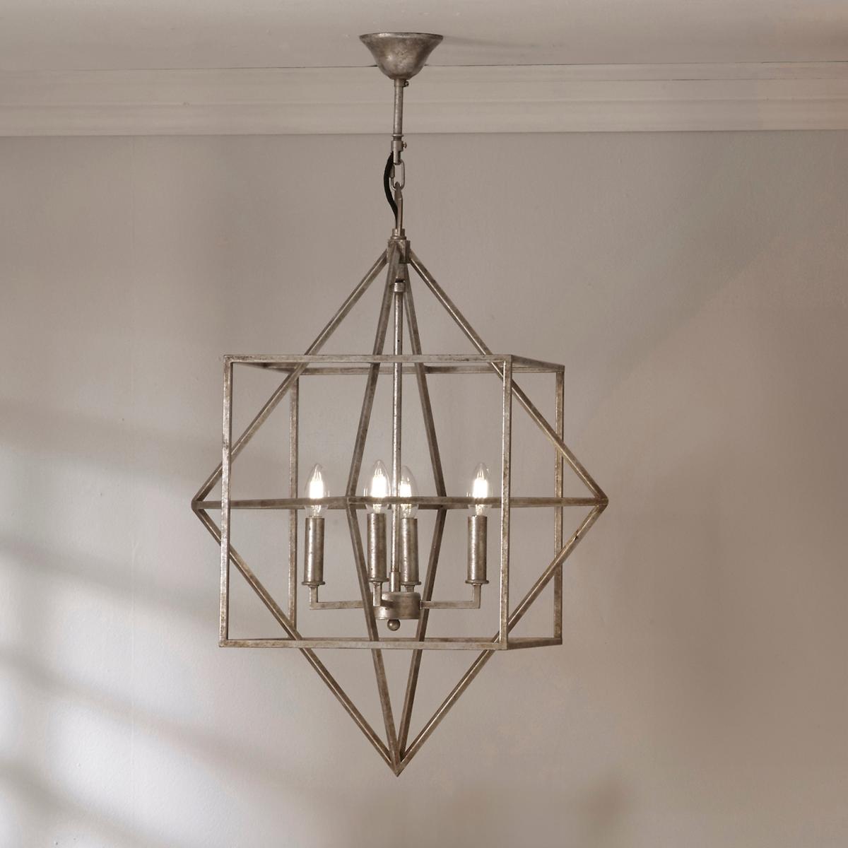 Sirius Antique Silver Metal 4 Light Cube Pendant Light Antique Silver – image 1