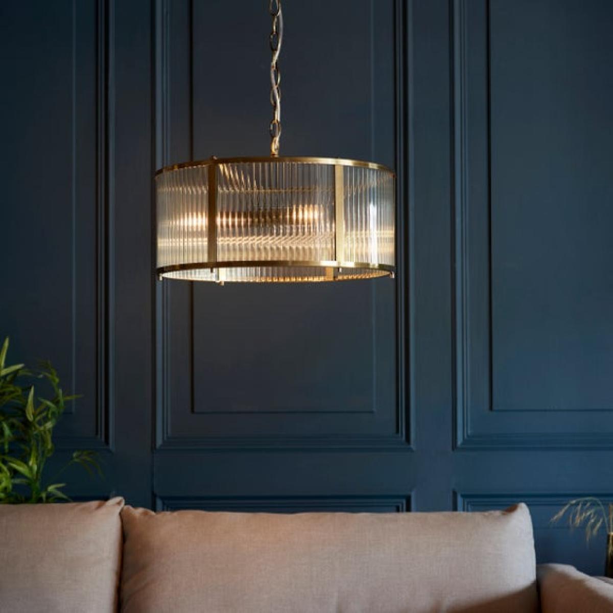 Return - Vogue Hadley Ribbed 3 Light Pendant Light – image 1