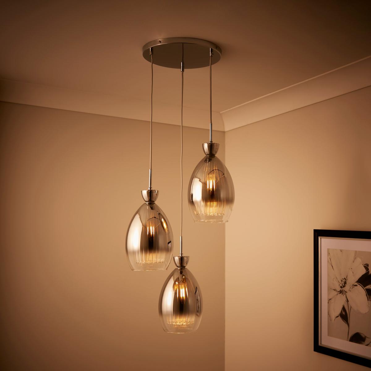 Sylvia 3 Light Cluster Ceiling Light Silver – image 2
