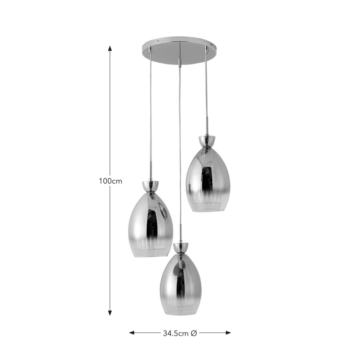 Sylvia 3 Light Cluster Ceiling Light Silver – image 6