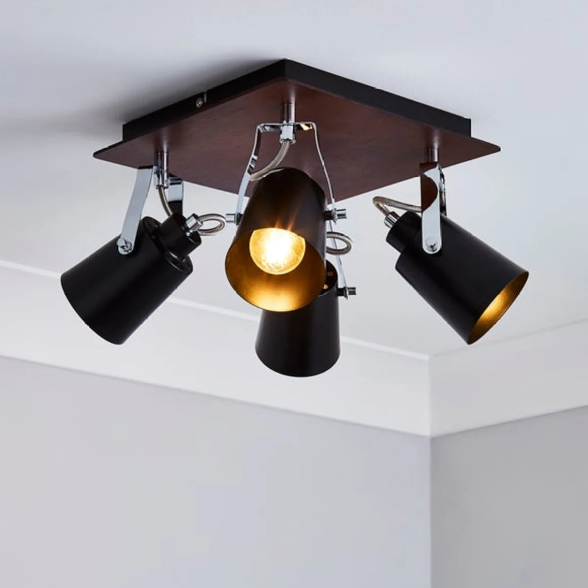 Johan 4 Light Black Semi Flush Spotlight