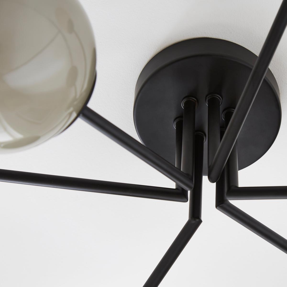 Eli Milky 6 Light Semi Flush Ceiling Light Black – image 3