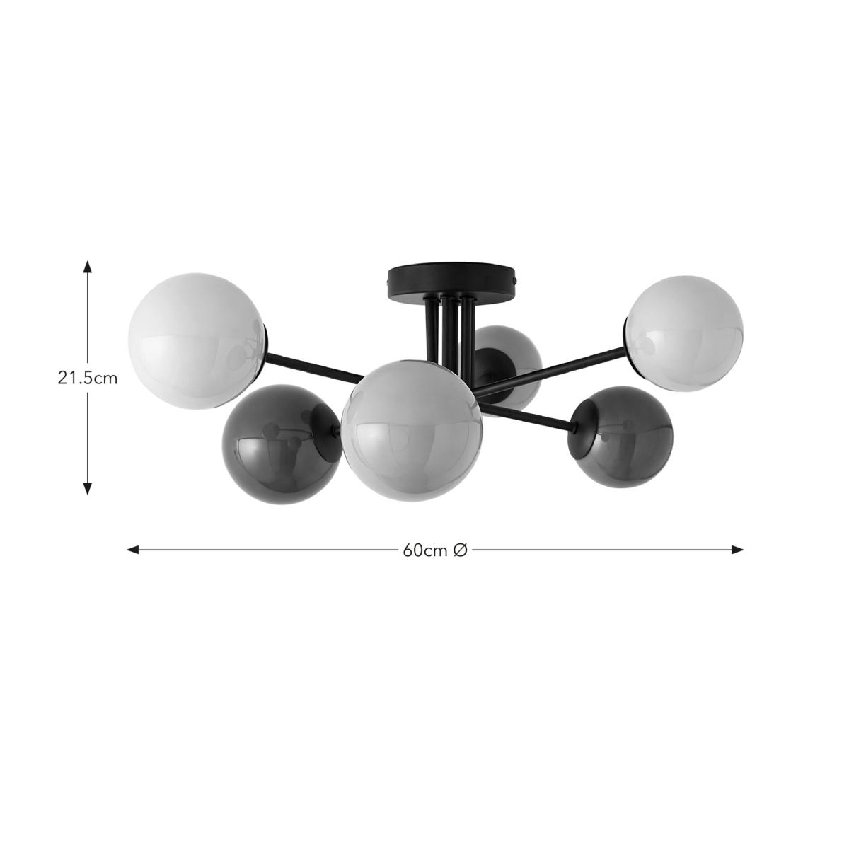 Eli Milky 6 Light Semi Flush Ceiling Light Black – image 6