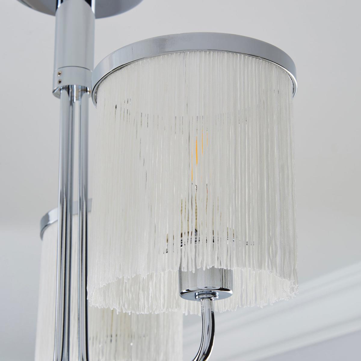 Jaz 3 Light Fringe Ivory Ceiling Fitting Cream and Silver – image 3