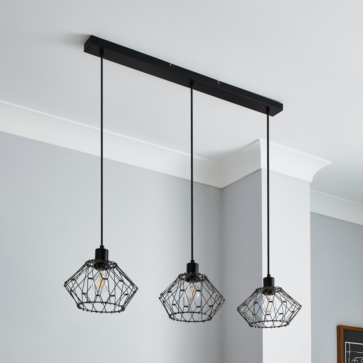 Frances 3 Light Diner Ceiling Fitting Grey – image 2
