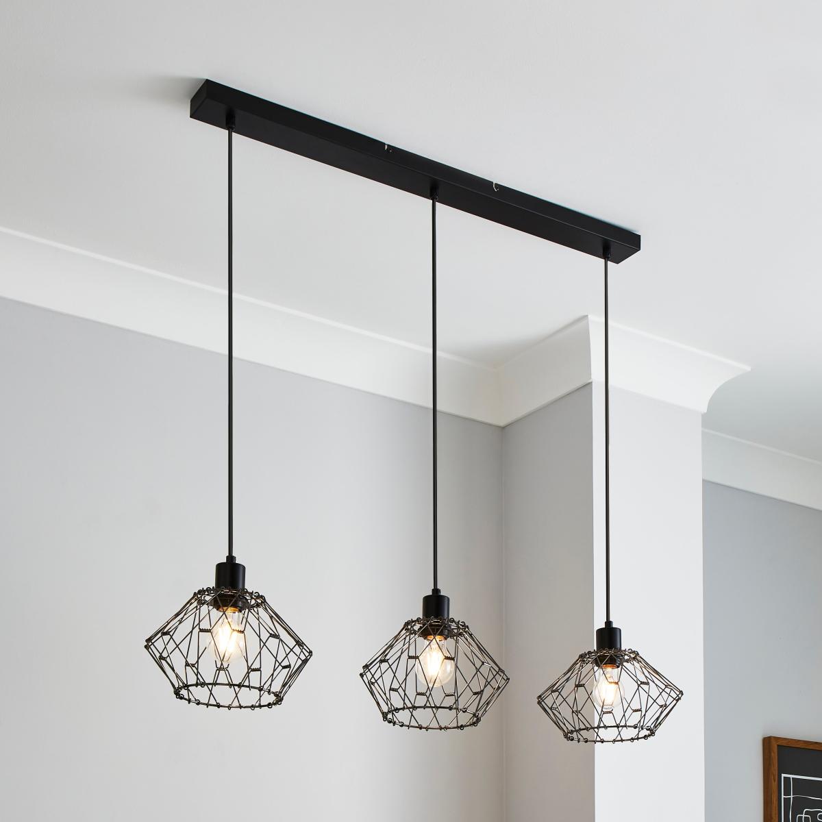 Frances 3 Light Diner Ceiling Fitting Grey – image 1
