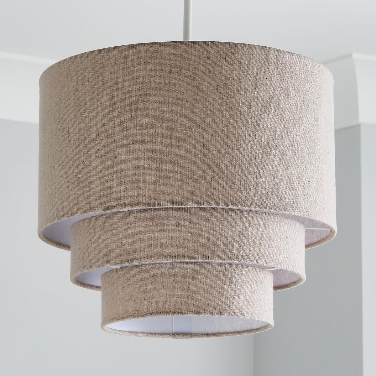 Henna 3 Tier 28cm Grey Faux Linen Shade Grey – image 2