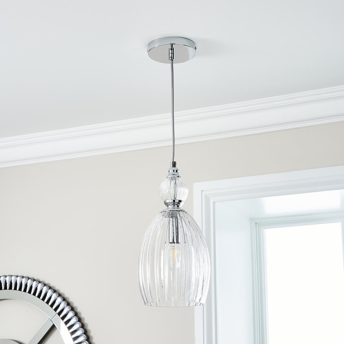 Fleur Vintage Ribbed Glass Fitting Silver – image 2