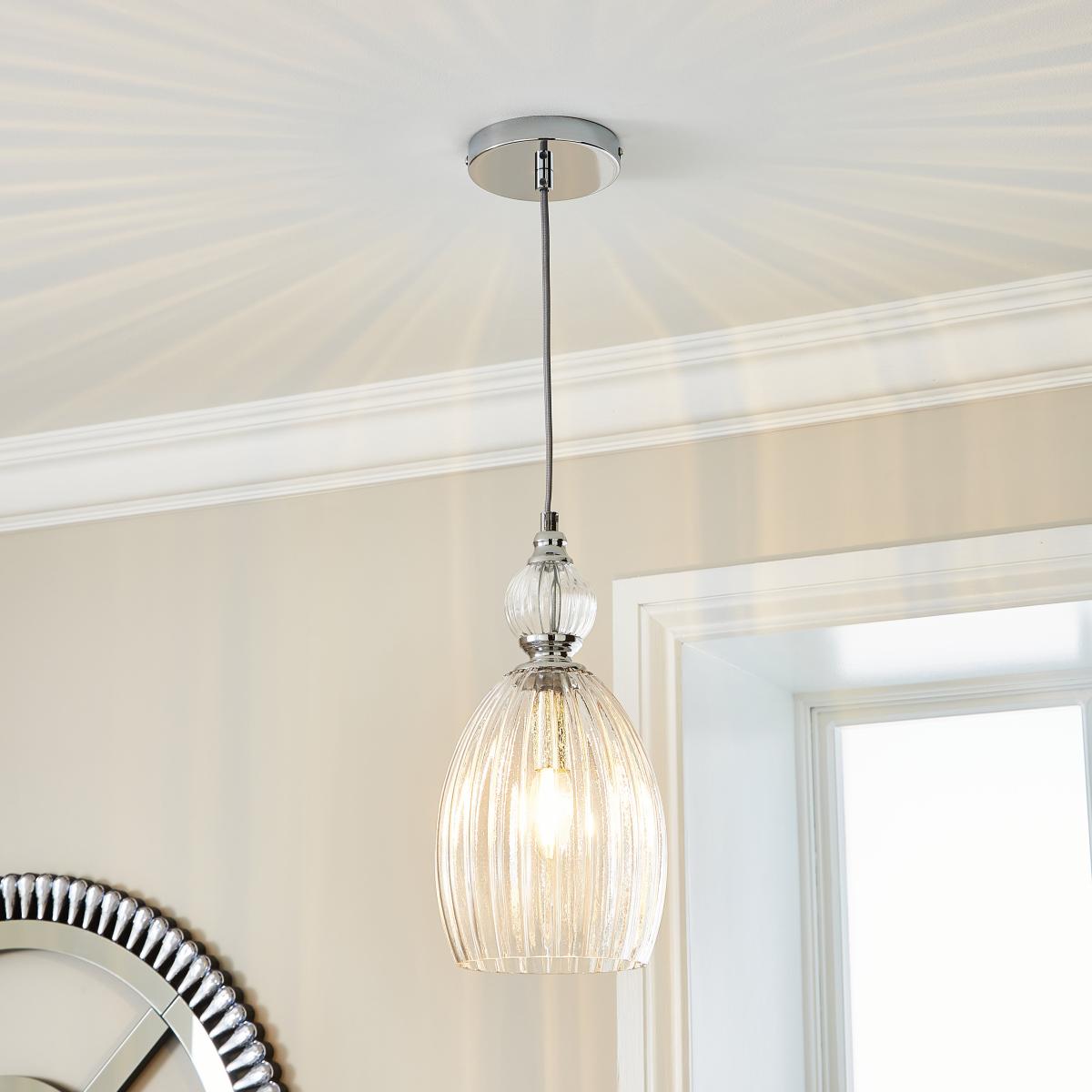 Fleur Vintage Ribbed Glass Fitting Silver – image 1