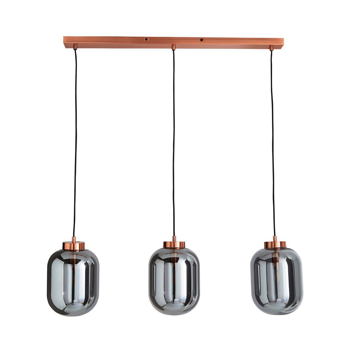 Hunter 3 Light Glass Diner Bar Ceiling Fitting Grey – image 5