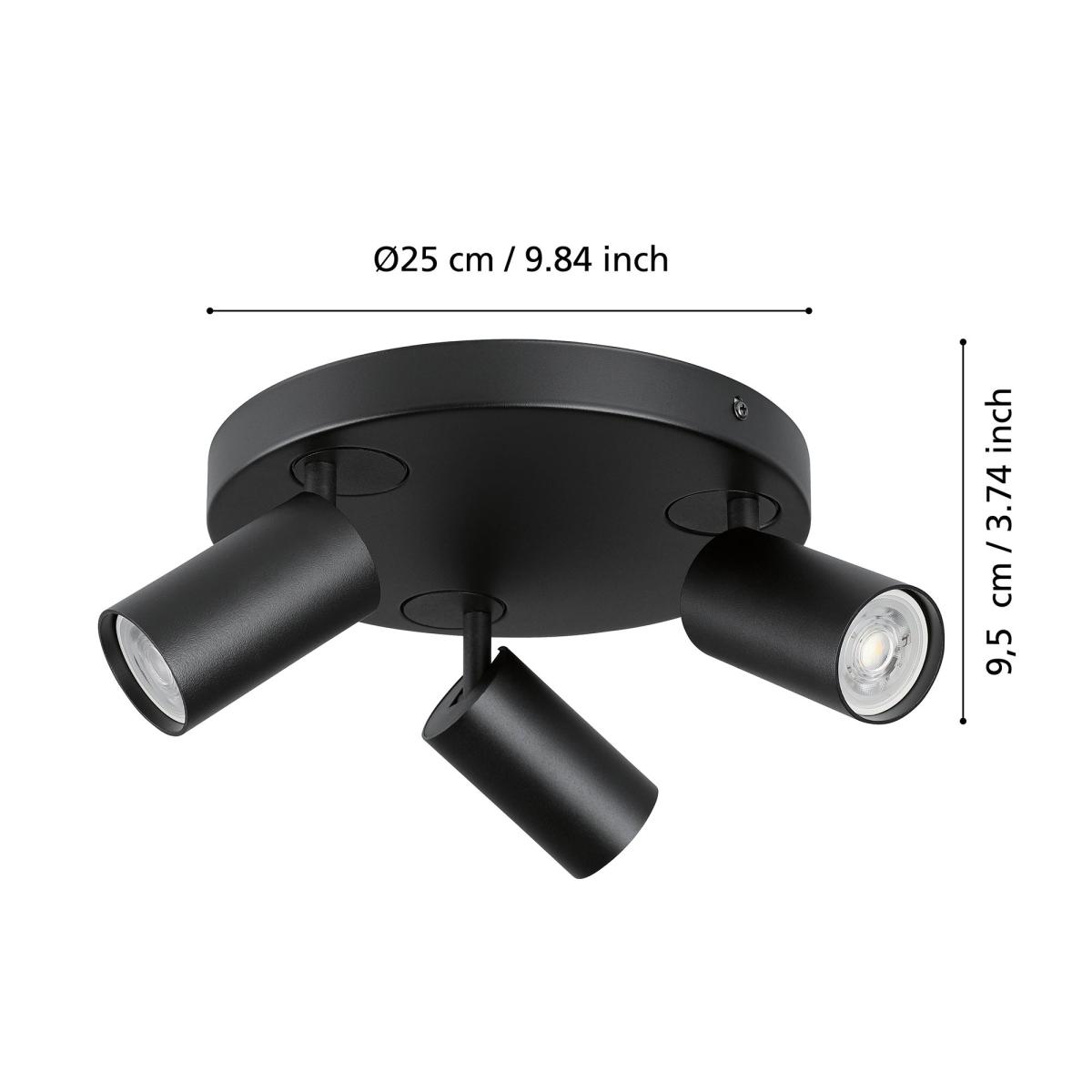 EGLO Telimbela-Z 3 Light Adjustable Spotlight Black – image 4