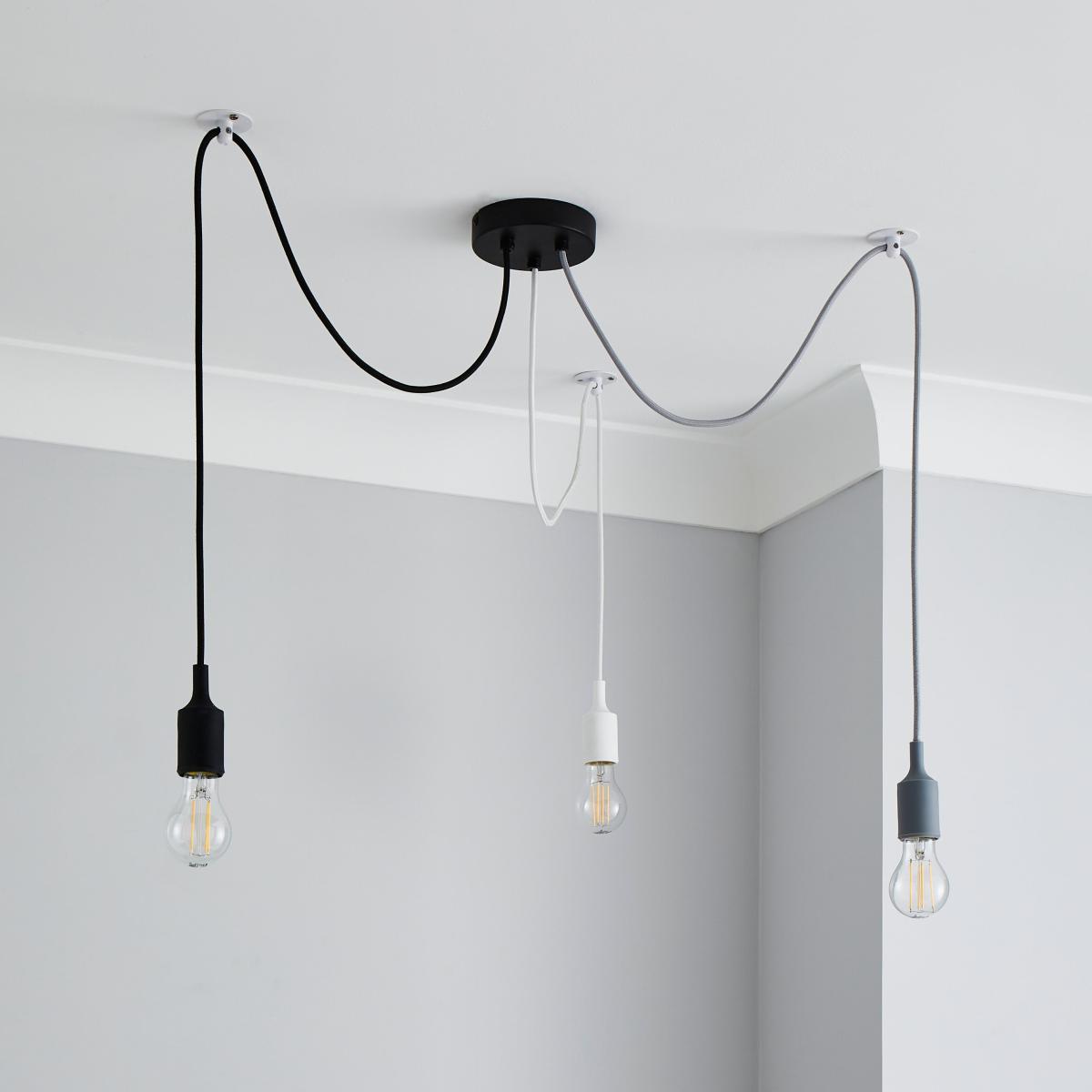 Monochrome Flex 3 Light Cluster Ceiling Fitting Black/White – image 2