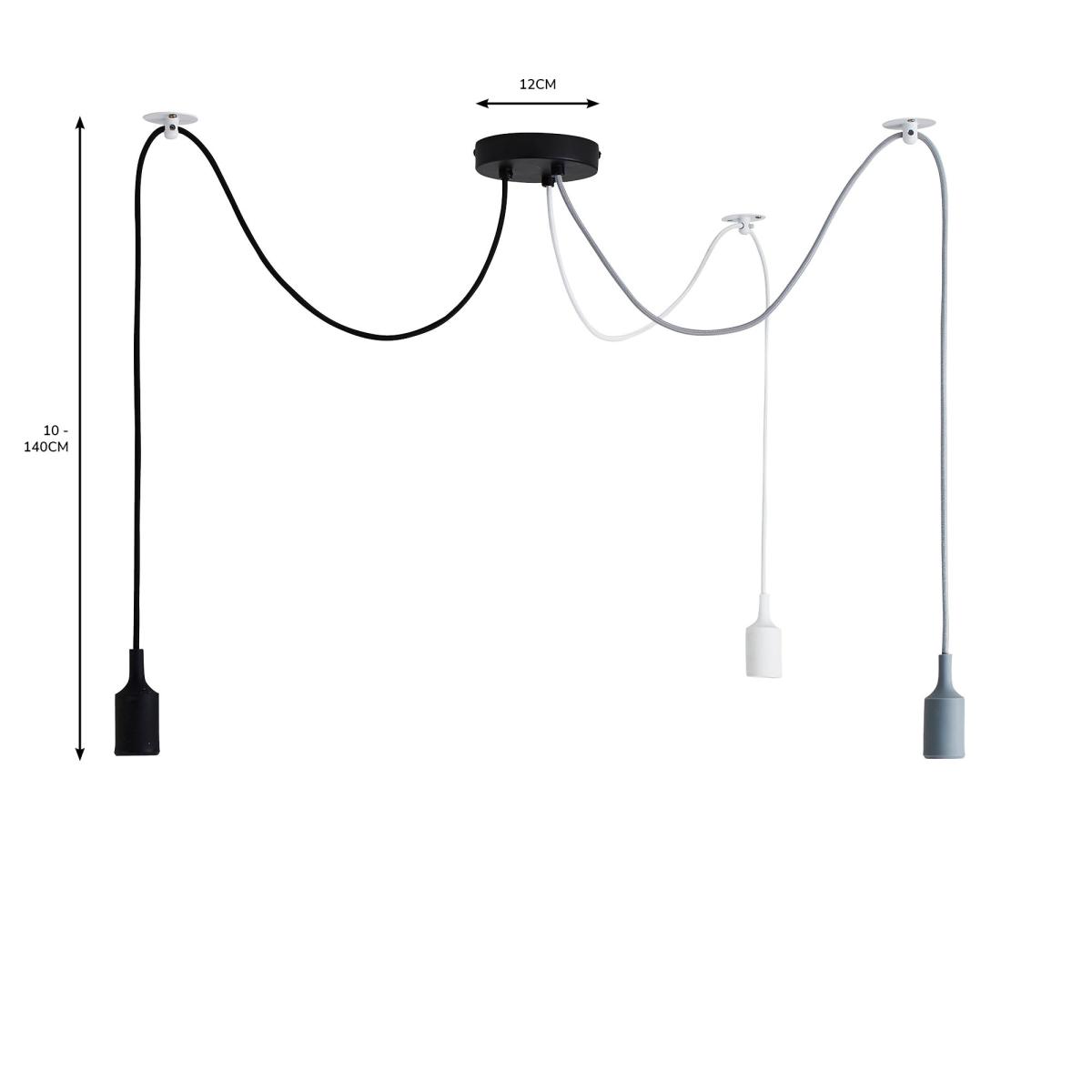 Monochrome Flex 3 Light Cluster Ceiling Fitting Black/White – image 8