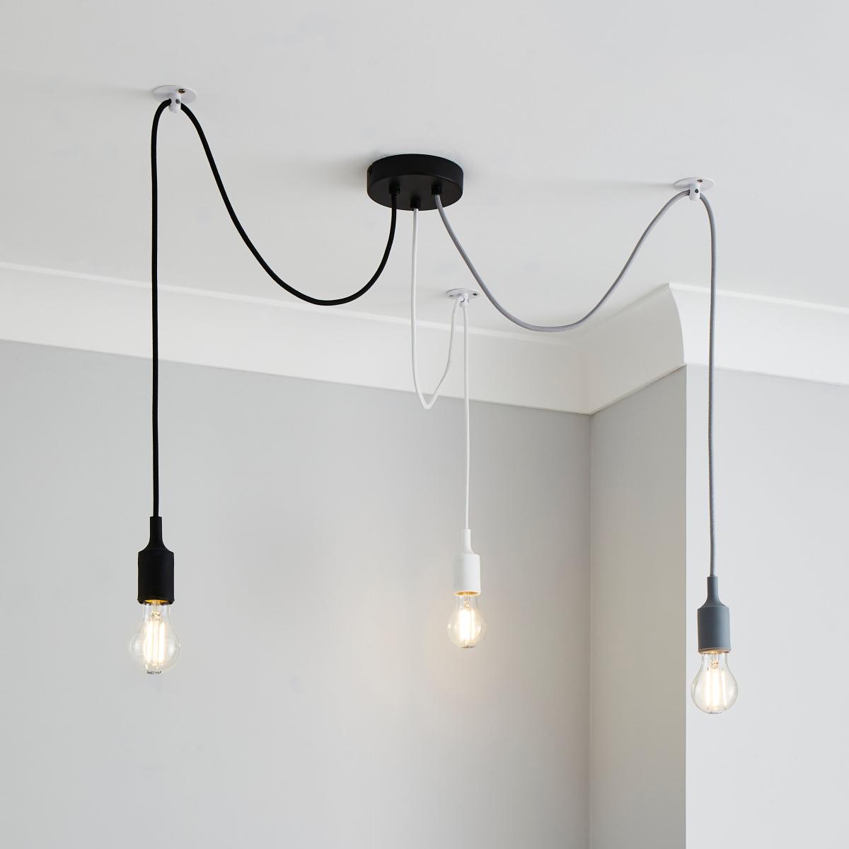 Monochrome Flex 3 Light Cluster Ceiling Fitting Black/White – image 1