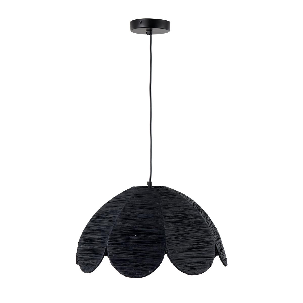 Petal Scalloped Raffia Pendant Light Black – image 2
