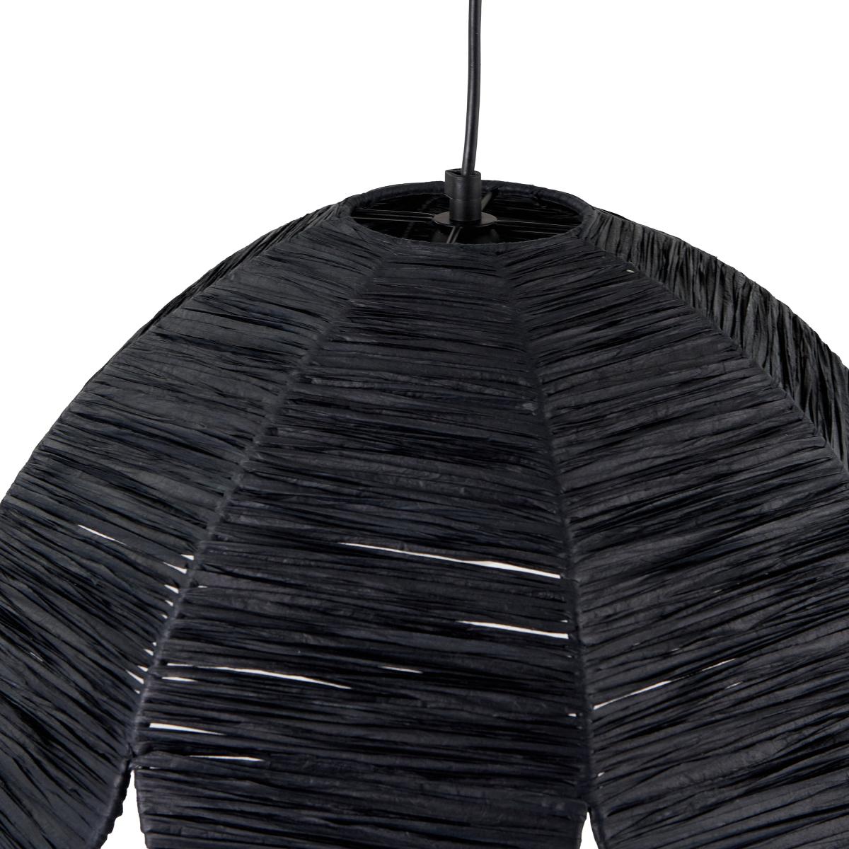 Petal Scalloped Raffia Pendant Light Black – image 3