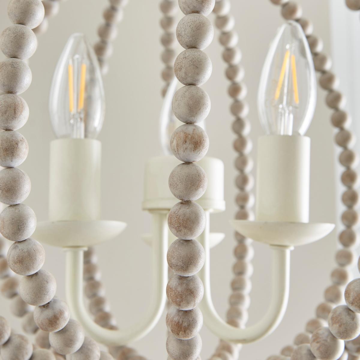 Clarice Beaded 3 Light Pendant Ceiling Fitting White – image 3